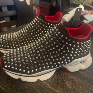 Christian Louboutin Black Donna Spike Sock Sneakers New